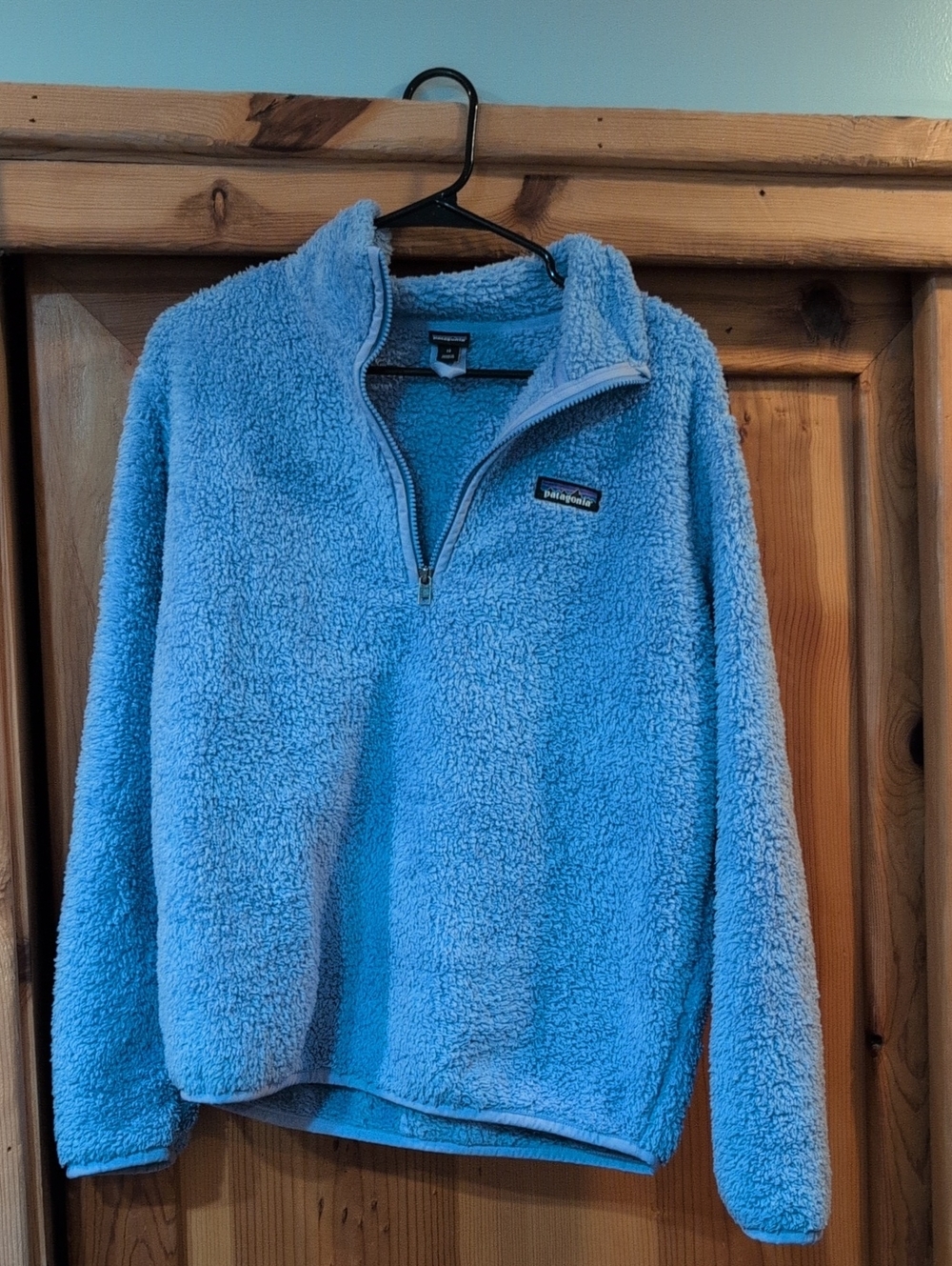 Patagonia Women's Sky Blue Sherpa Quarter-Zip Pullover , Pretty Blue/Purple